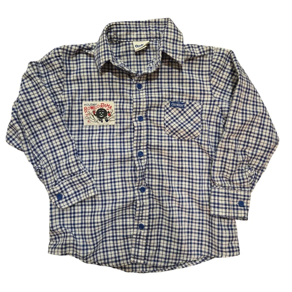 Vintage 1990s OshKosh B'Gosh Holiday Bowl-o-rama plaid long sleeved shirt